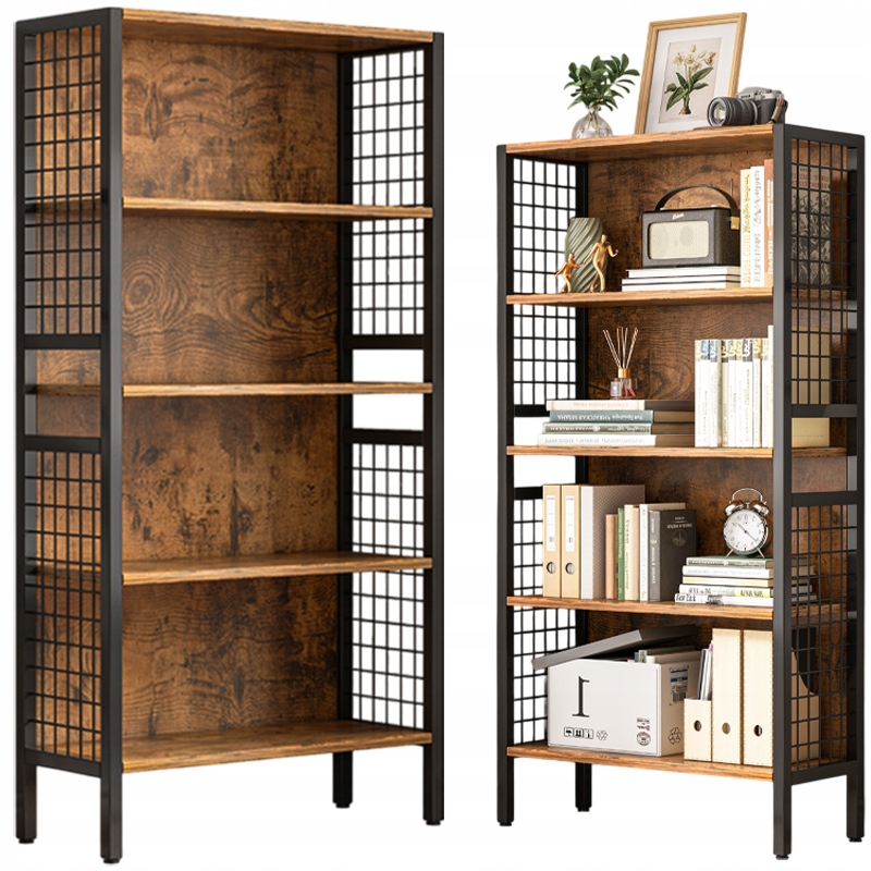 Regál Industriálny Stojaci Drevená Polica Na Knihy Rustikálny Retro Loft