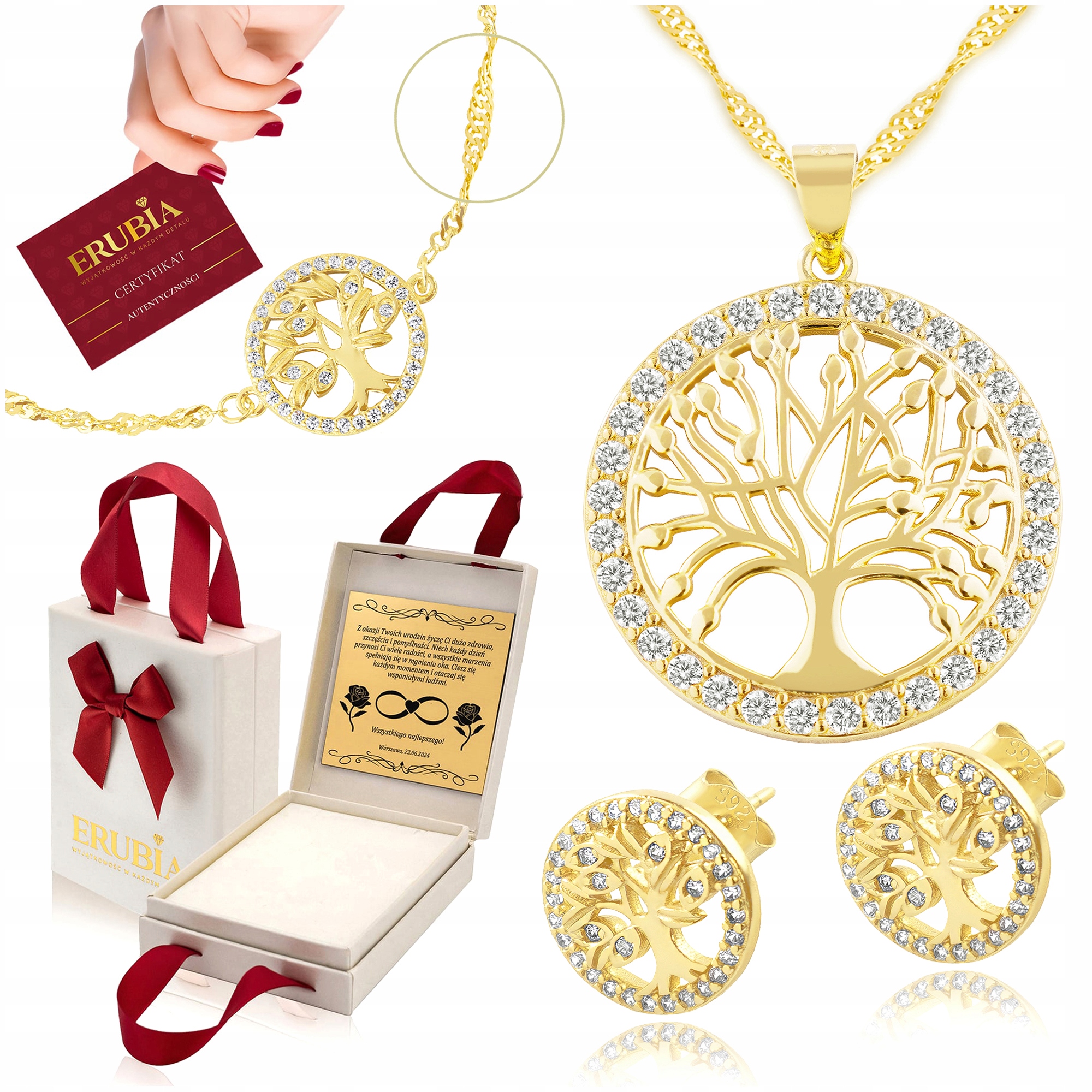 Stříbrná Souprava Dámských Šperků Stromek Štěstí 70 CM Stříbro O Ryzosti 925