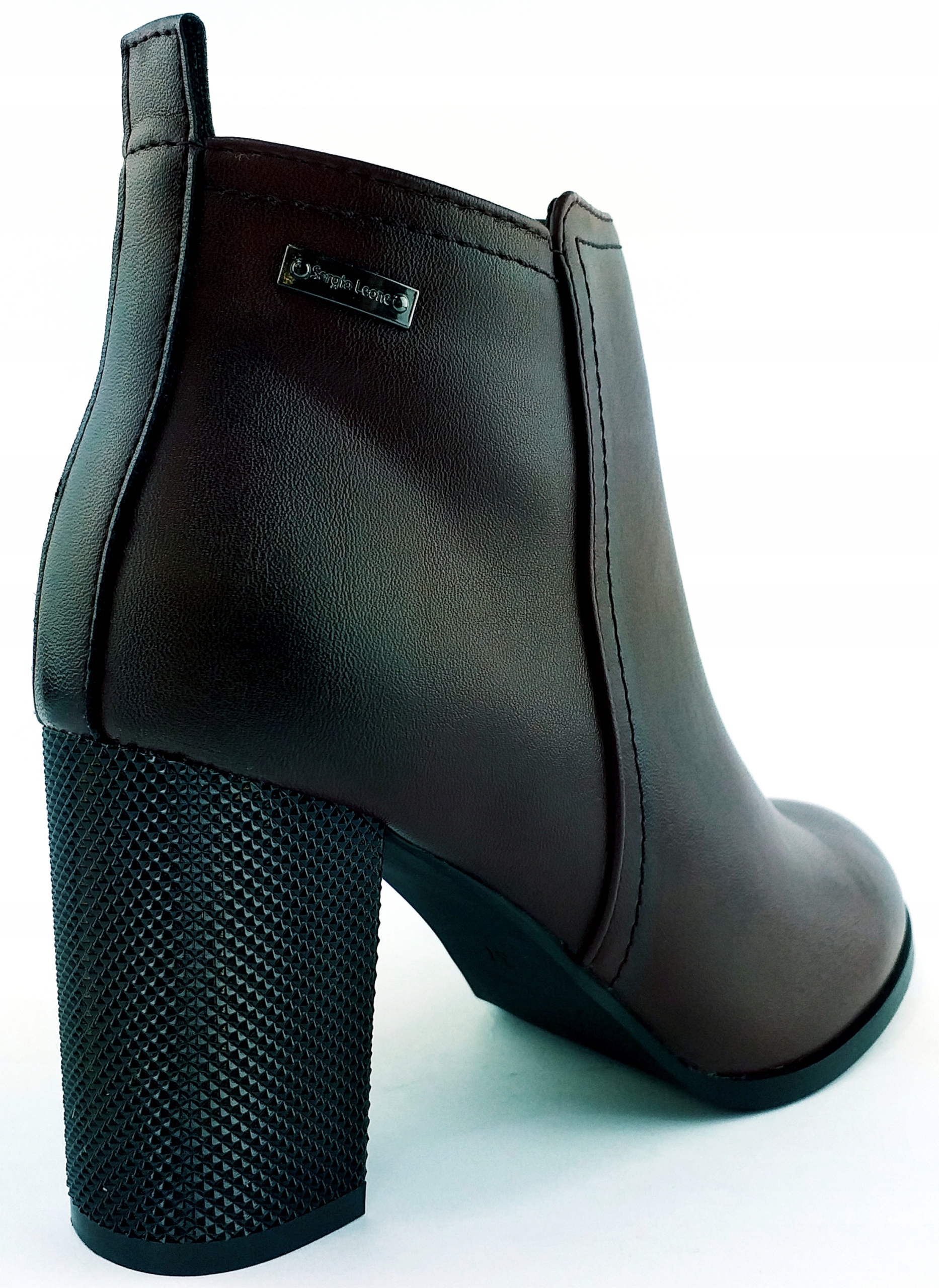 Botki damskie na obcasie bordowe BT 514 OCIEPLANE SERGIO LEONE zimowe 41 Odcień bordowy