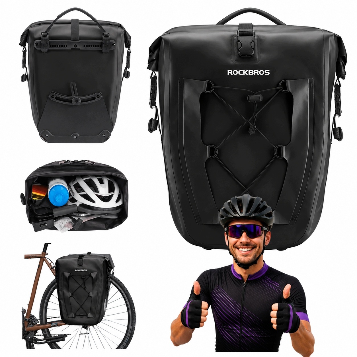 Cyklistická Taška Na Nosič Voděodolná 25-32 L Černá Rockbros