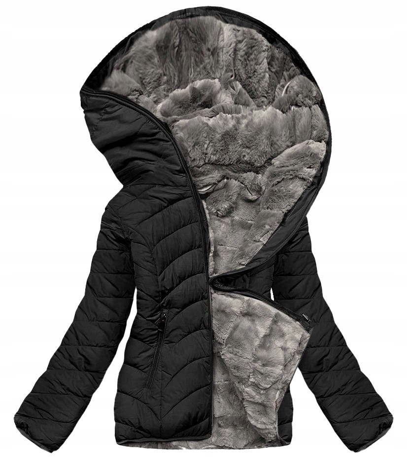 Oboustranná Bunda 2M-21507 Černo/šedá XXL (44)