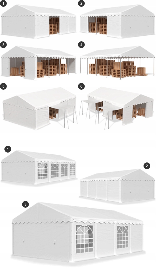 Namiot Warsztatowy 6x8m Magazynowy DAS 240 S Wysokość 3.09 m
