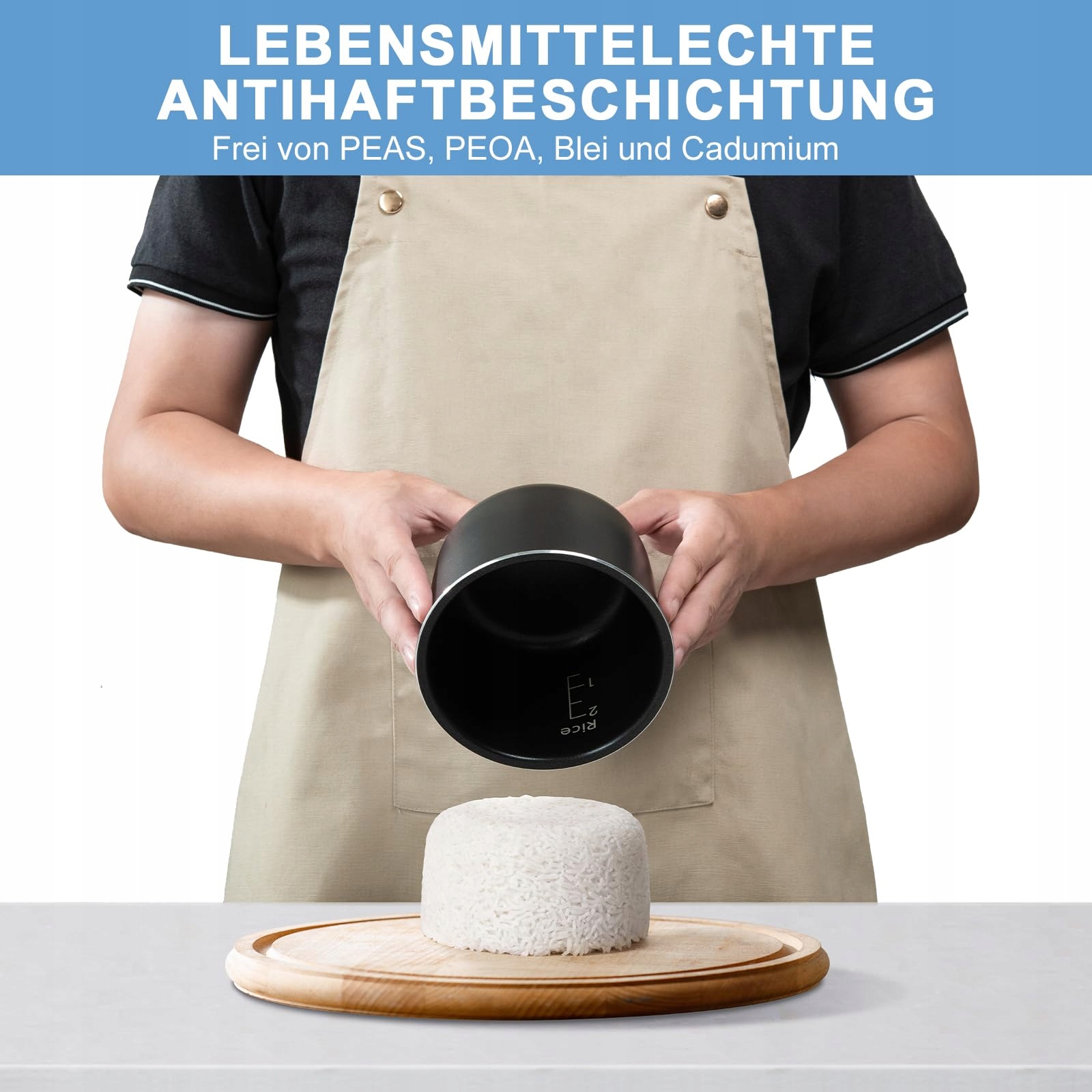 BEAR Mini Ryżowar 1.2L BPA Free Powłoka Nieprzywierająca Biały — miniatura 6