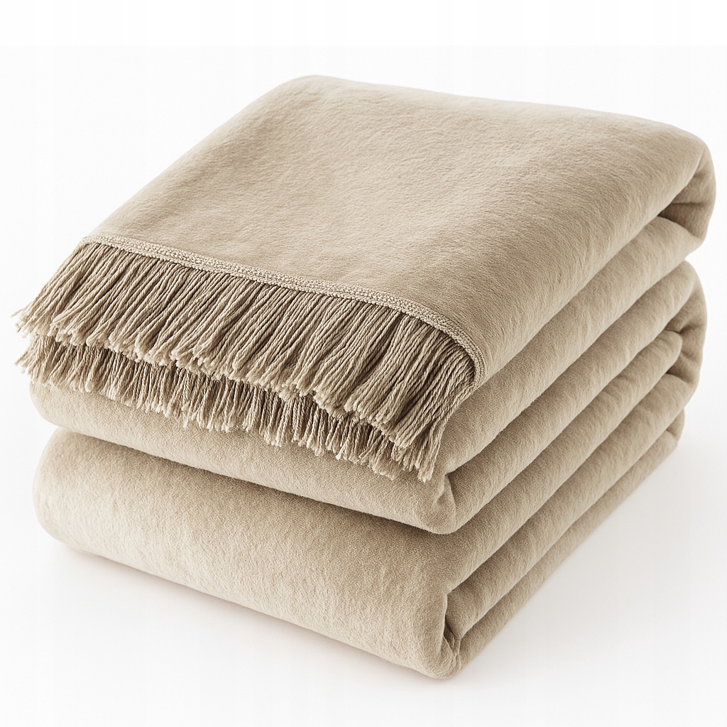 Deka Moca Design 150x200 cm S Třásněmi Světle Béžová