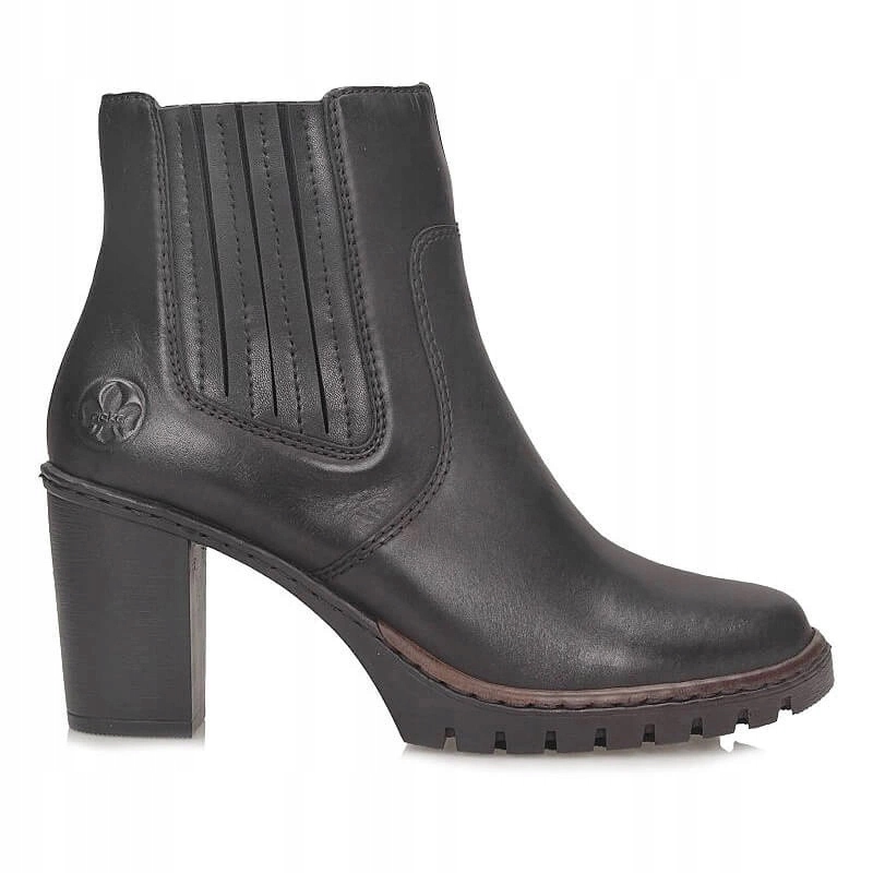 Kožené Klasické dámské kotníkové boty na podpatku Rieker Y2577-00
