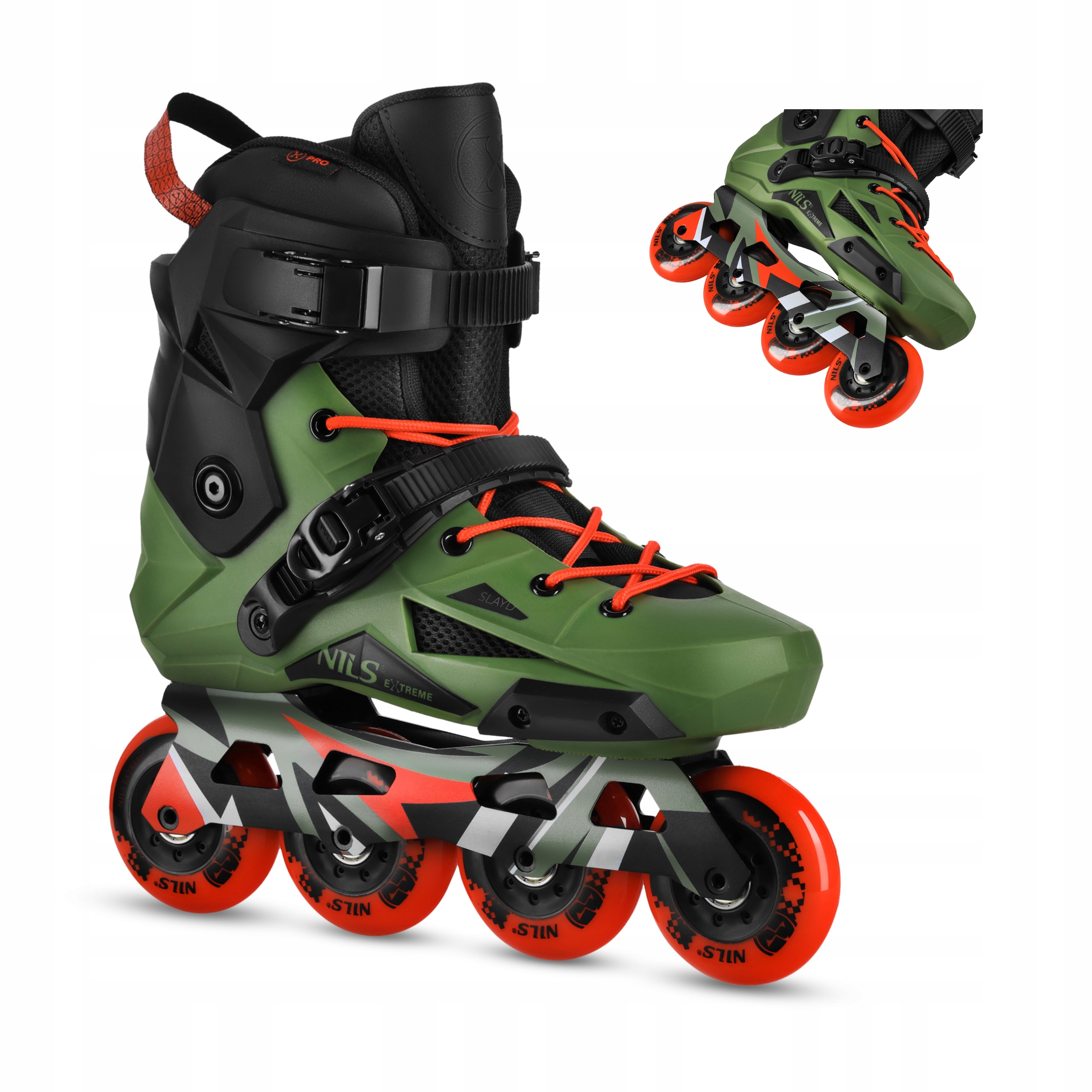 Kolečkové Brusle pro slalom zelené kaučukové kola 85A ABEC-9 Carbon 46 Nils Extreme