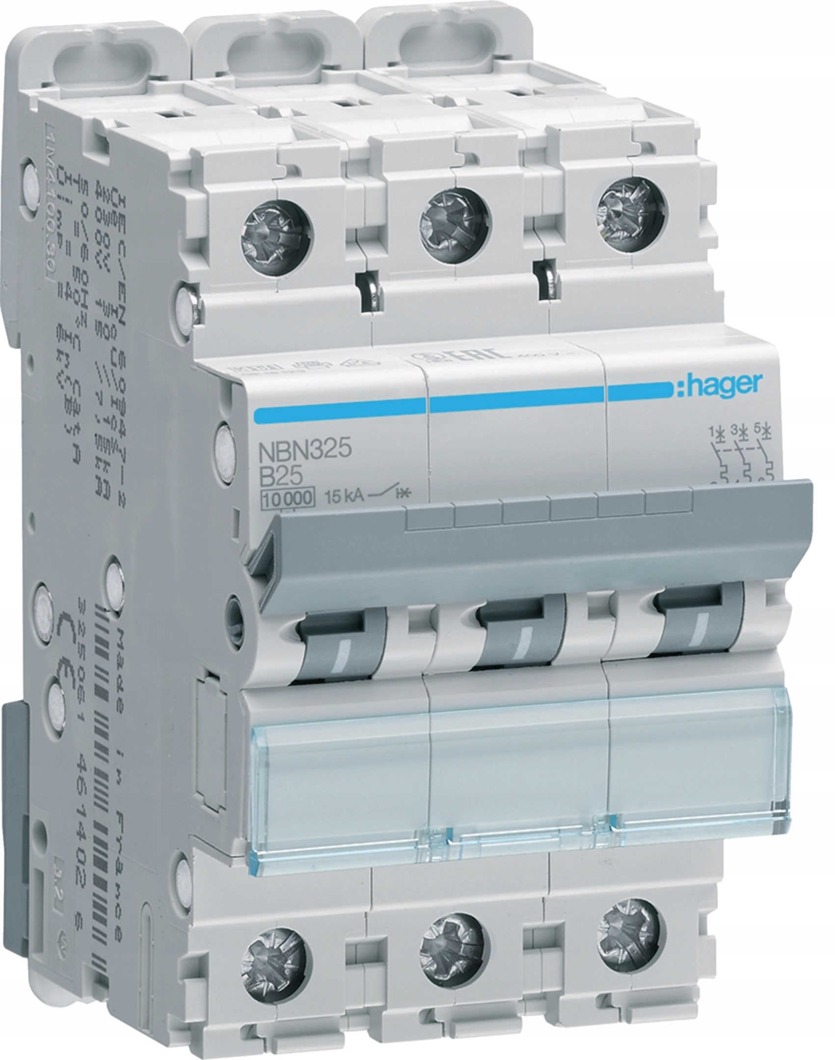 Hager Nadproudový spínač Mcb 3P B 25A 10kA Modulární typ NBN325