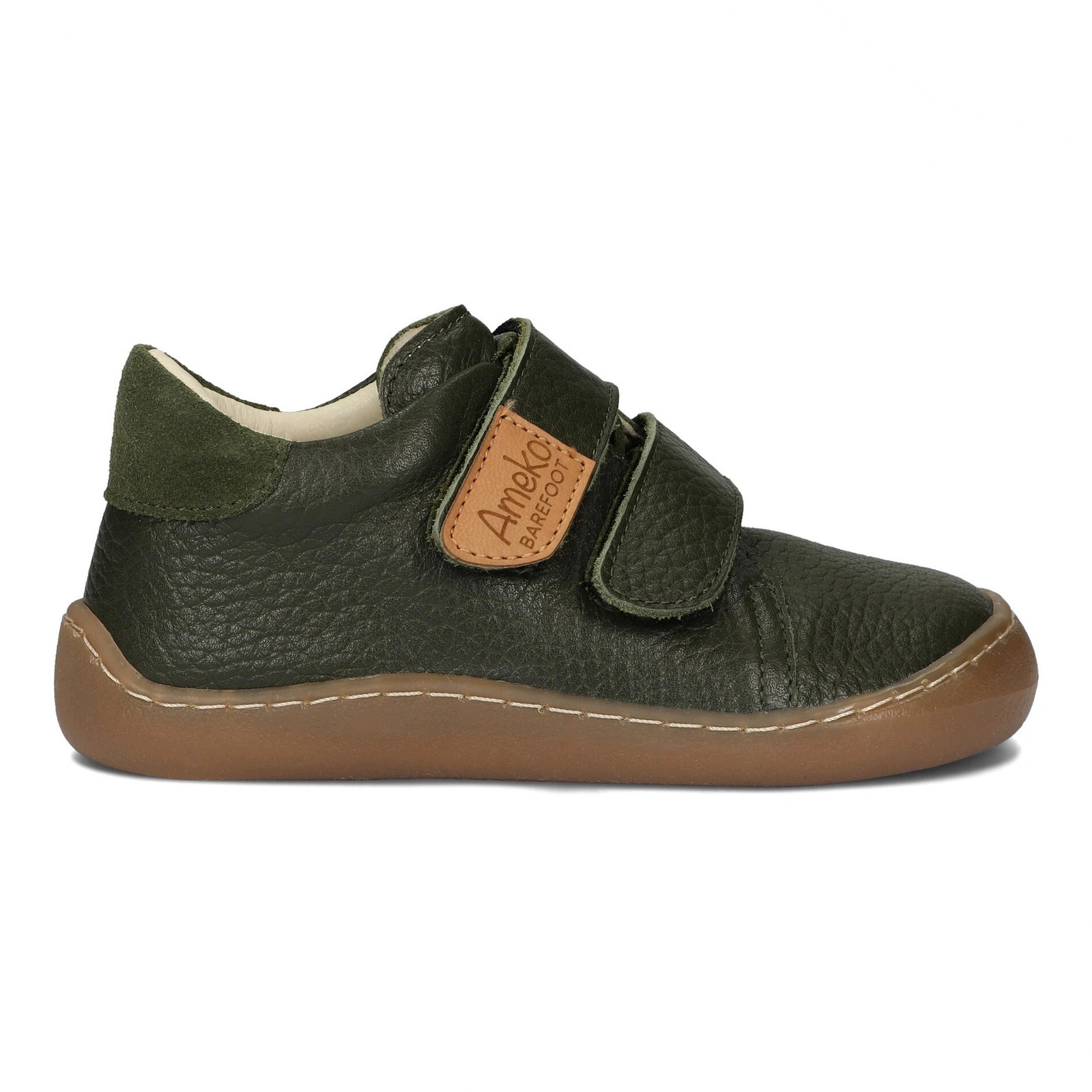 Buty barefoot skórzane dziecięce przejściowe na rzepy Ameko Otis Green 28