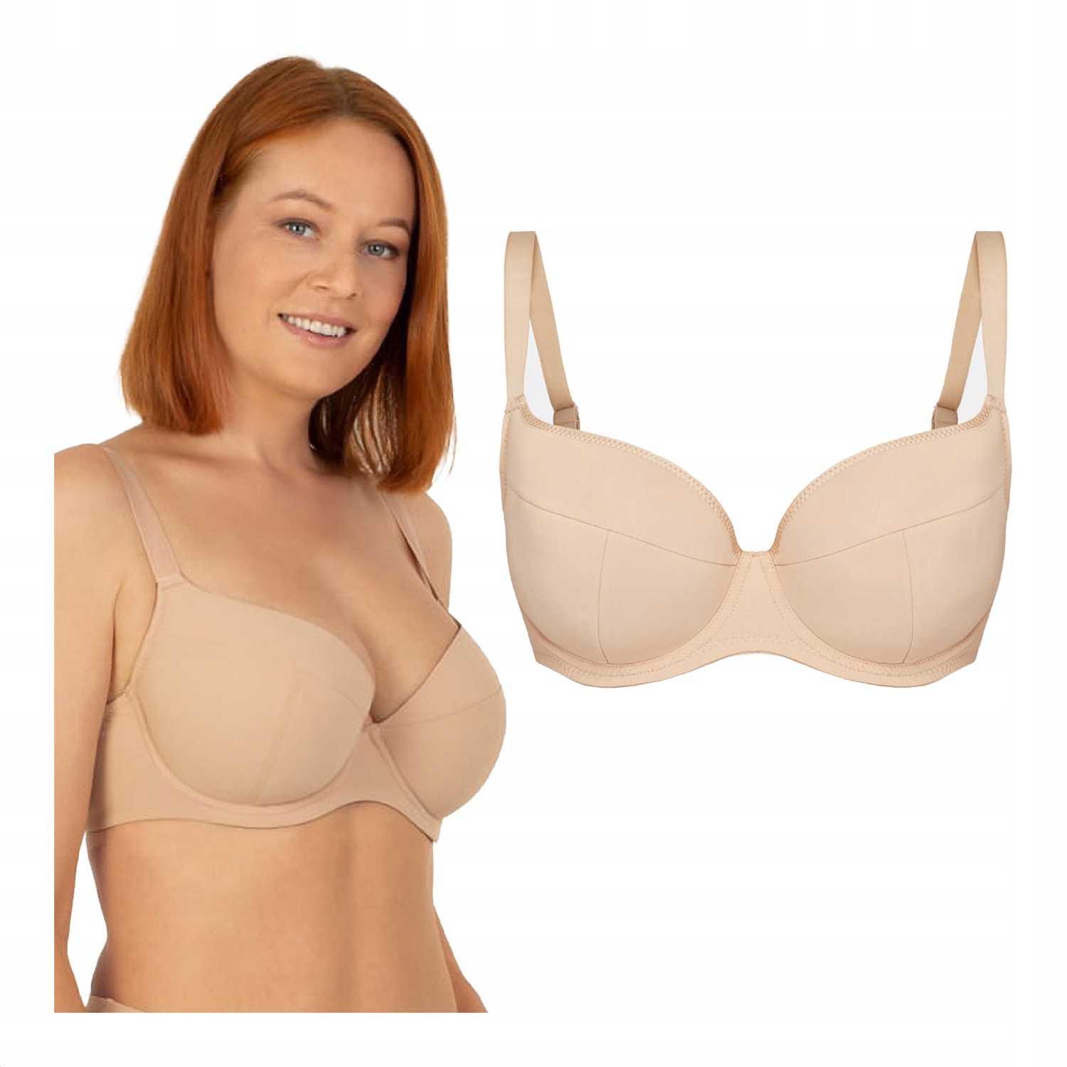 Vyztužená podprsenka s kosticemi, velké velikosti, béžová Kleo 80D