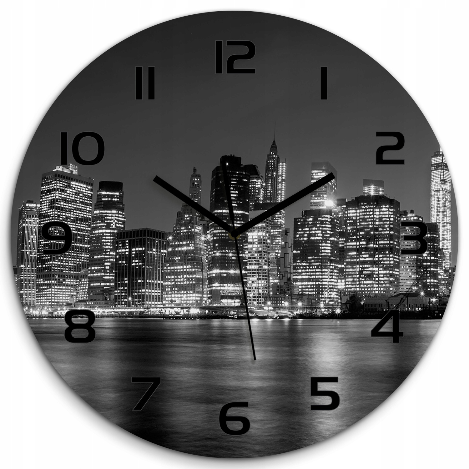 

Zegar ścienny ze szkła, duży Manhattan nocą fi 60