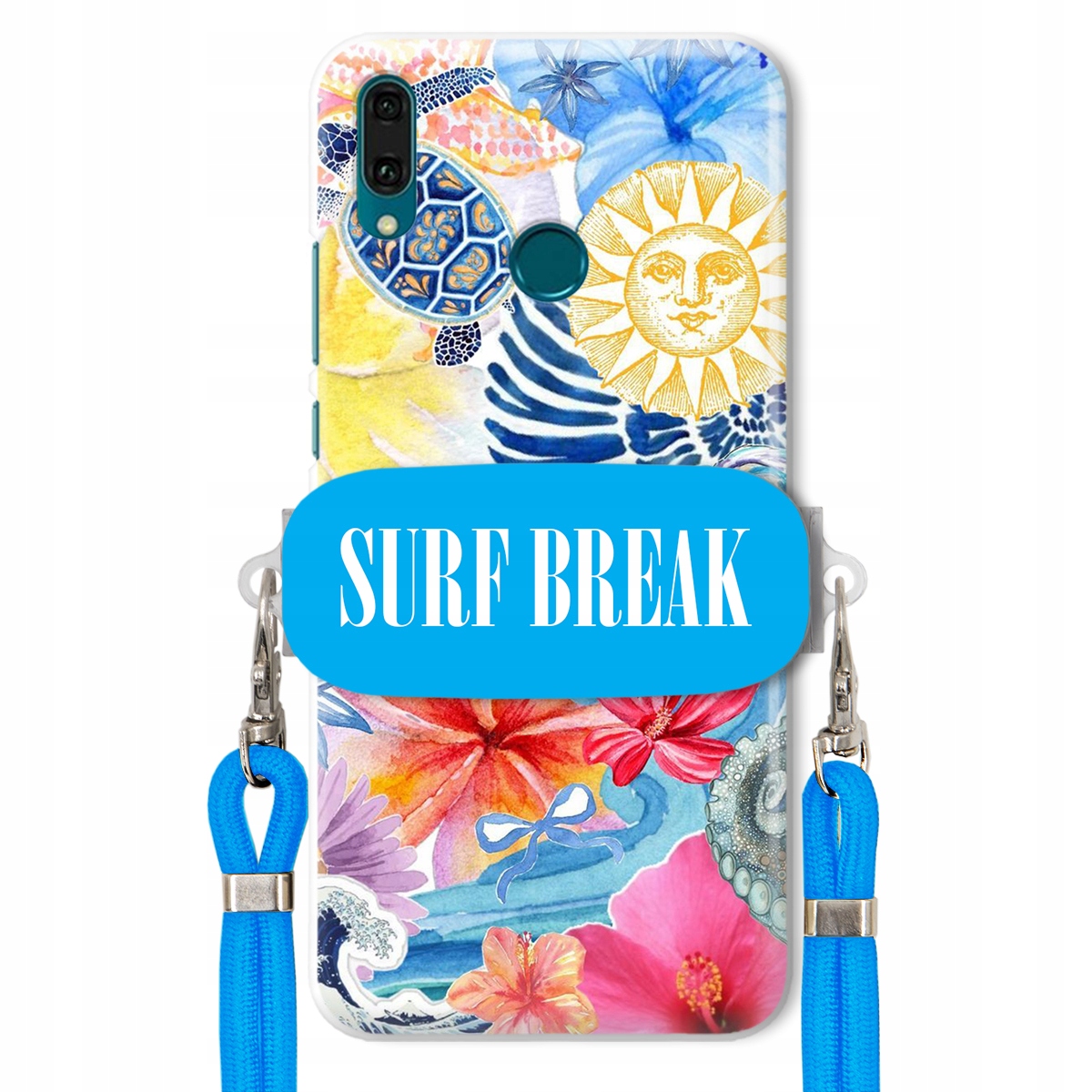 Pouzdro pro Huawei Y9 2019 Crossbody vodítko modré držák Surf Break Dovolená