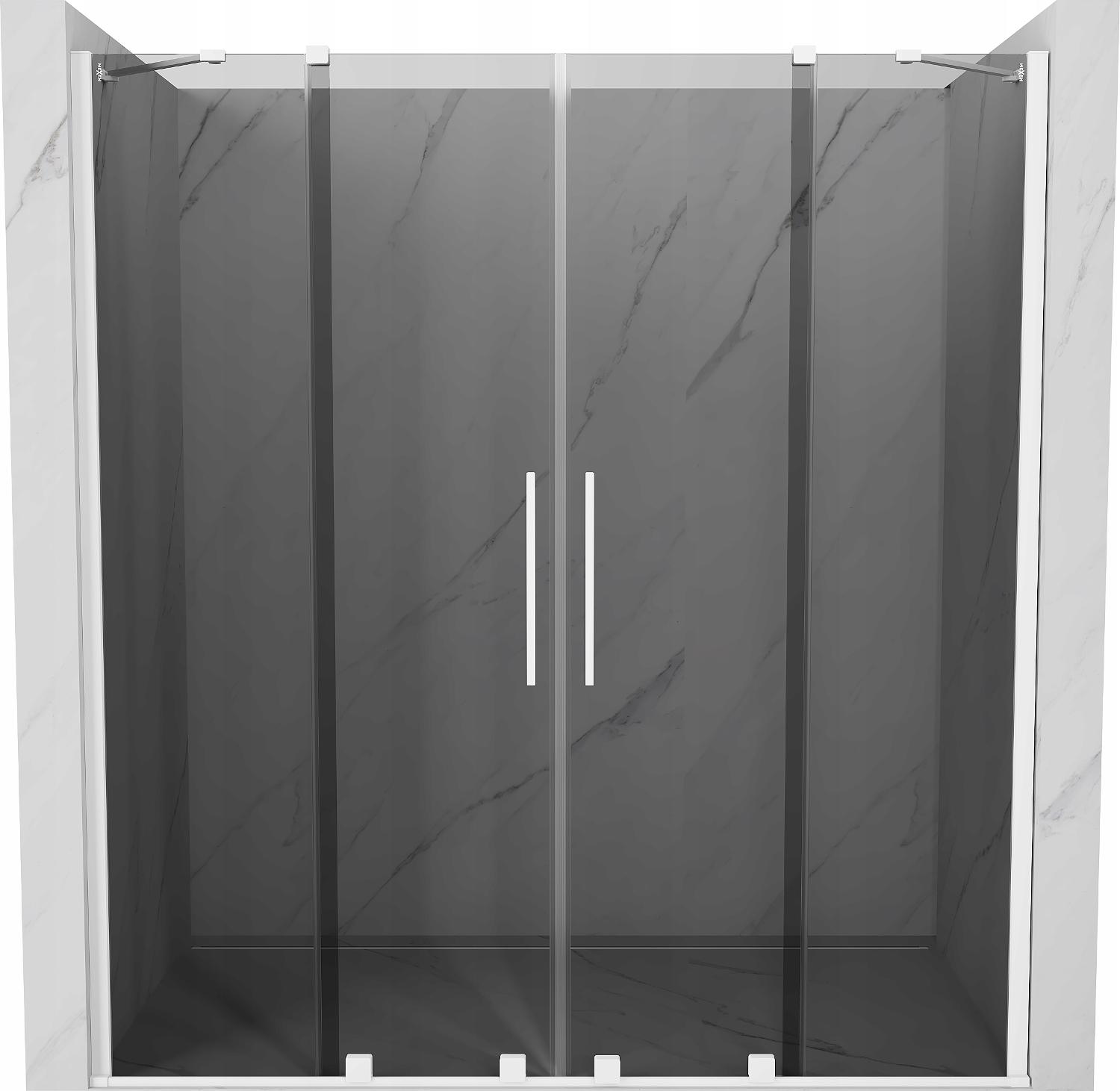 Mexen Velar Duo skleněné posuvné dveře 200 cm, grafit, bílý rám