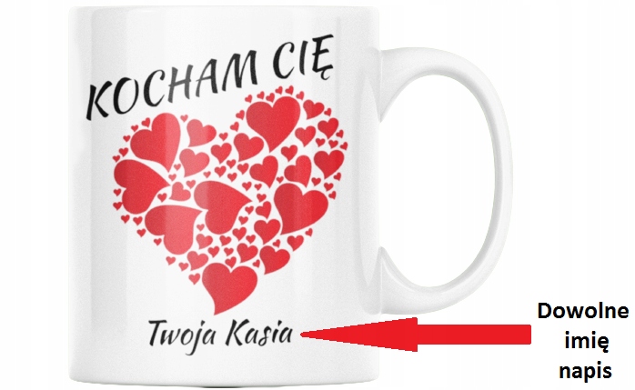 KUBEK PREZENT NA WALENTYNKI SERCE PODAJ IMIĘ Marka inna