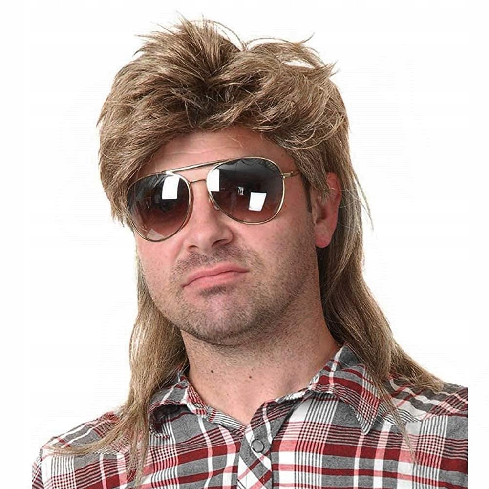 Beweig Pánská Paruka Mullet 80s Dlouhá Syntetická Pro Halloween Cosplay