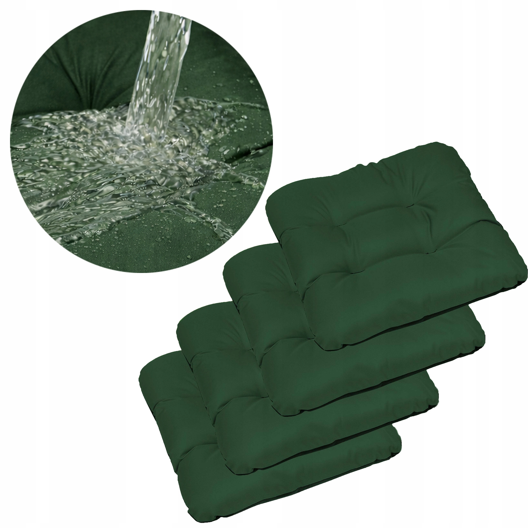 Polštář na zahradní židli voděodolné křeslo 45x45 zelená tmavá barva, sada 4ks