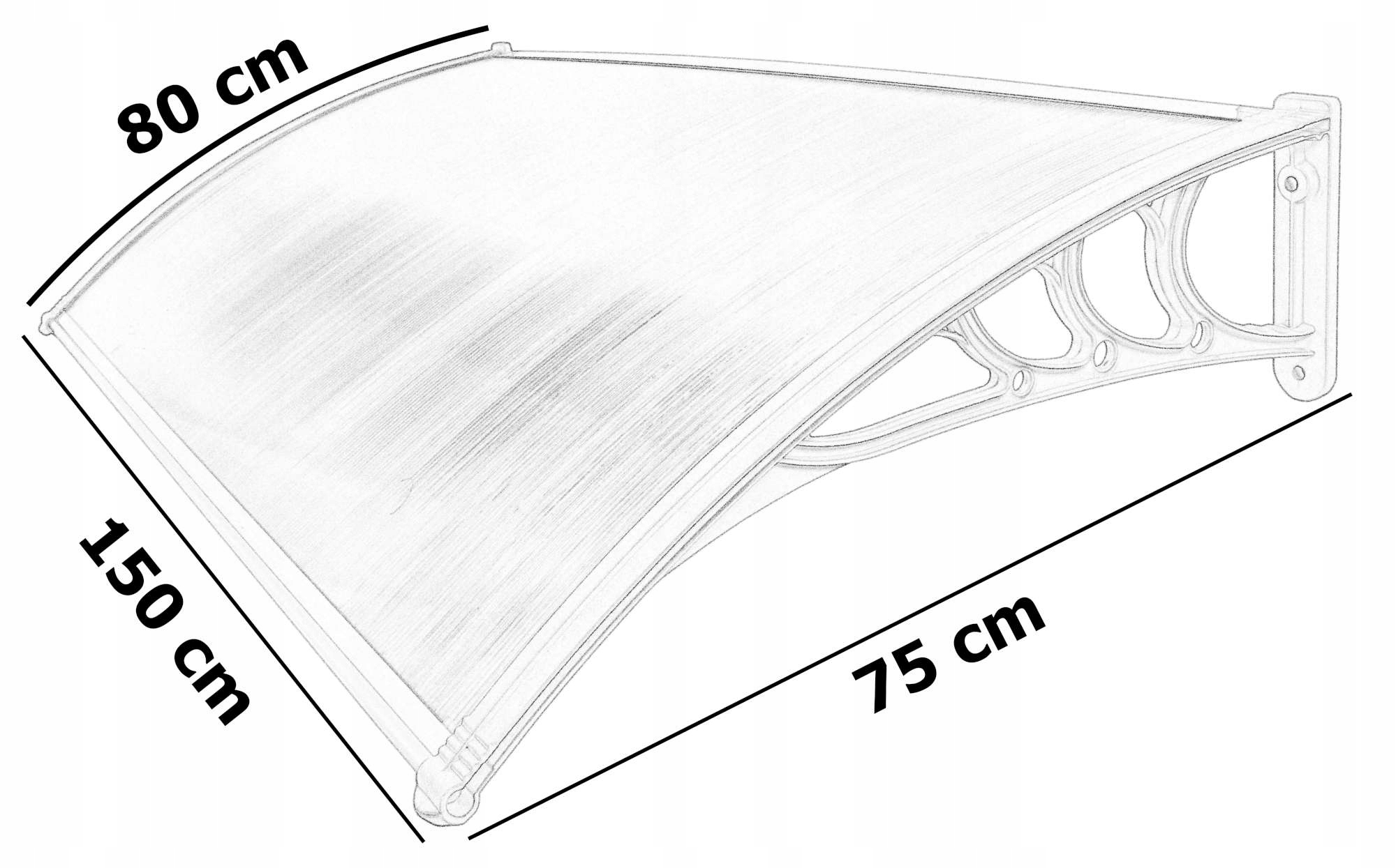 DASZEK NAD DRZWI WEJŚCIOWE KLIME ZADASZENIE 150x80 POLIWĘGLAN DACH CZARNY Kod producenta 5902340304389