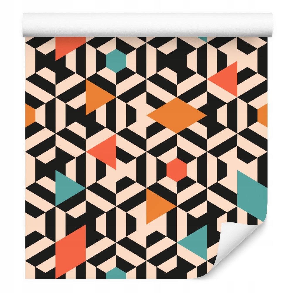 Barevná tapeta s geometrickými vzory /460773091