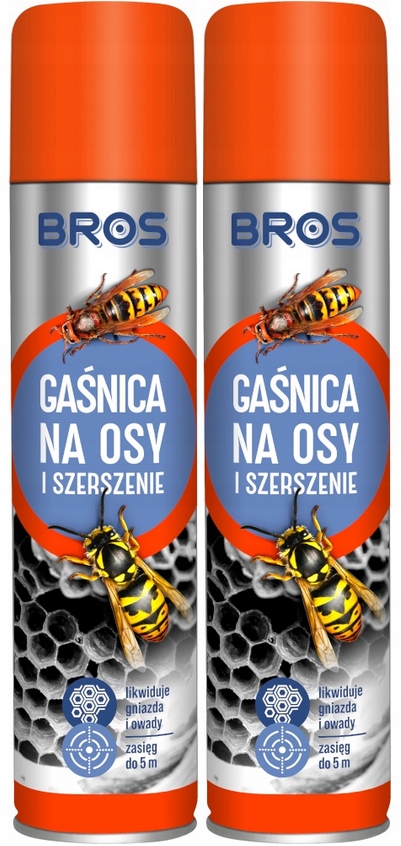 2x Gaśnica Spray Aerozol Preparat Na Osy Szerszenie 600ml Długo Działa Bros
