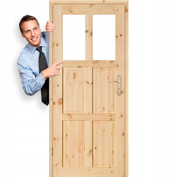 Drzwi do WC sosnowe sęczne drewno GAZDA 90 L P