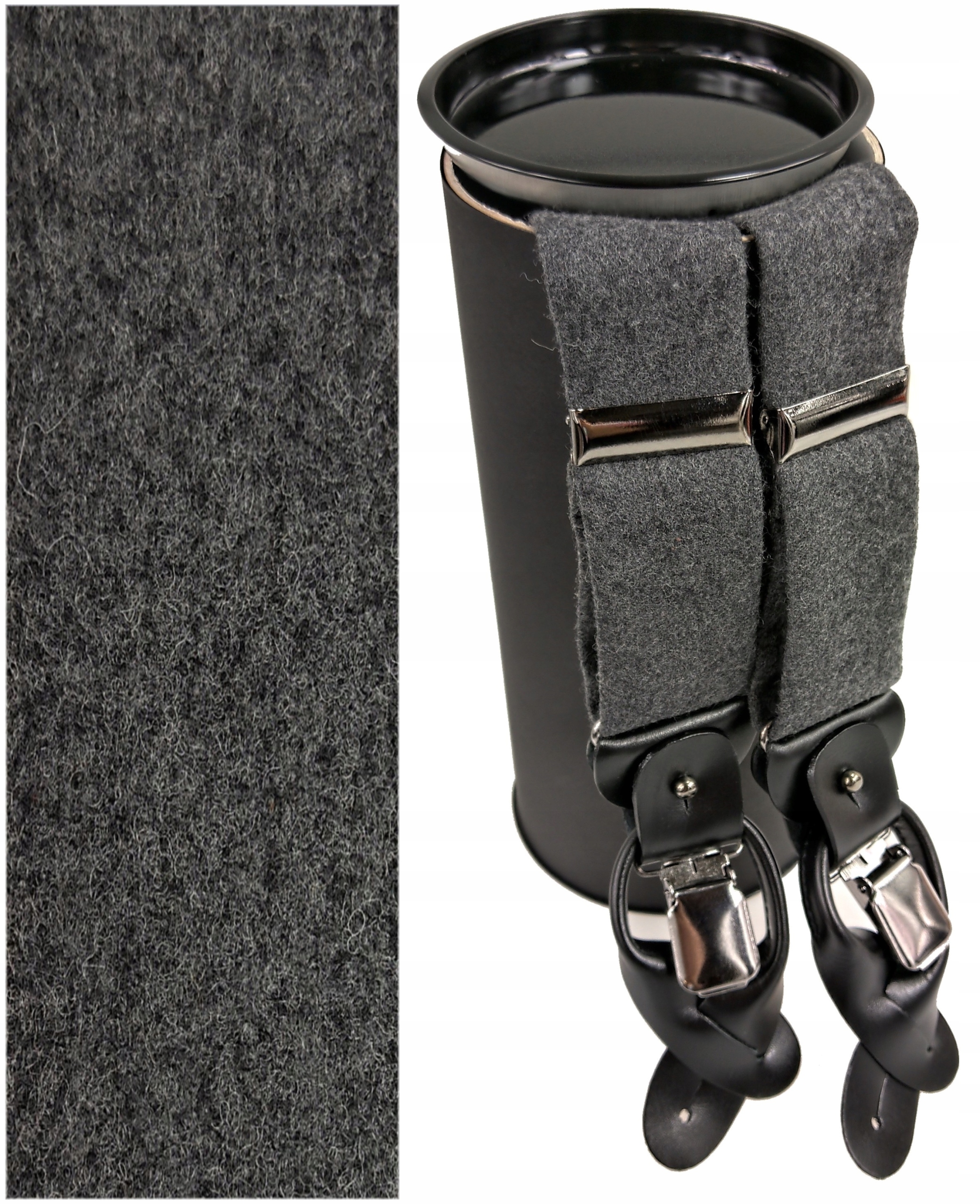 Szelki 2w1 NA GUZIKI WEŁNA SZARA GRAFIT CARNET