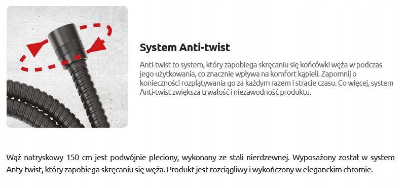 WĄŻ DO BATERII WANNOWEJ ROZCIĄGLIWY DEANTE PRYSZNI Linia (NDA_051W)