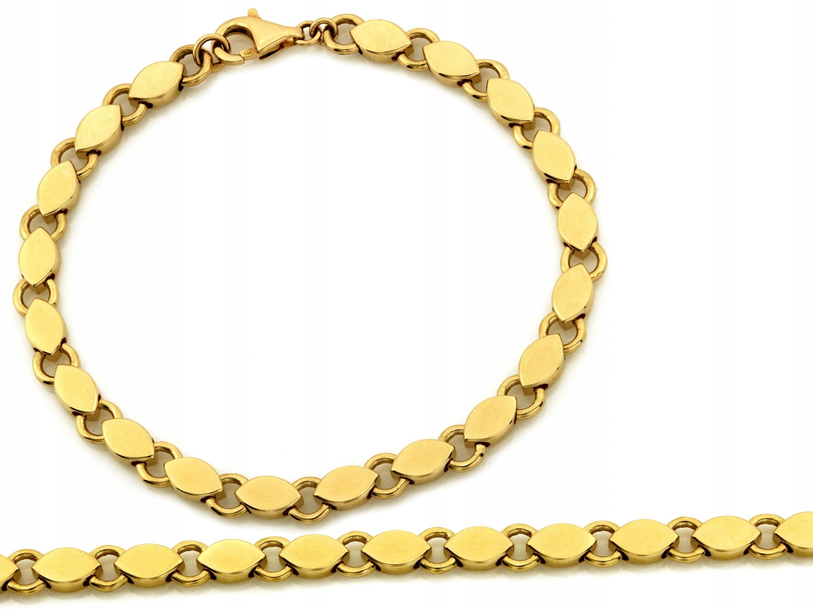 Zlatý náramek 585 dílků lesklý, efektní, 19 Cm, bohatý 6.45 g