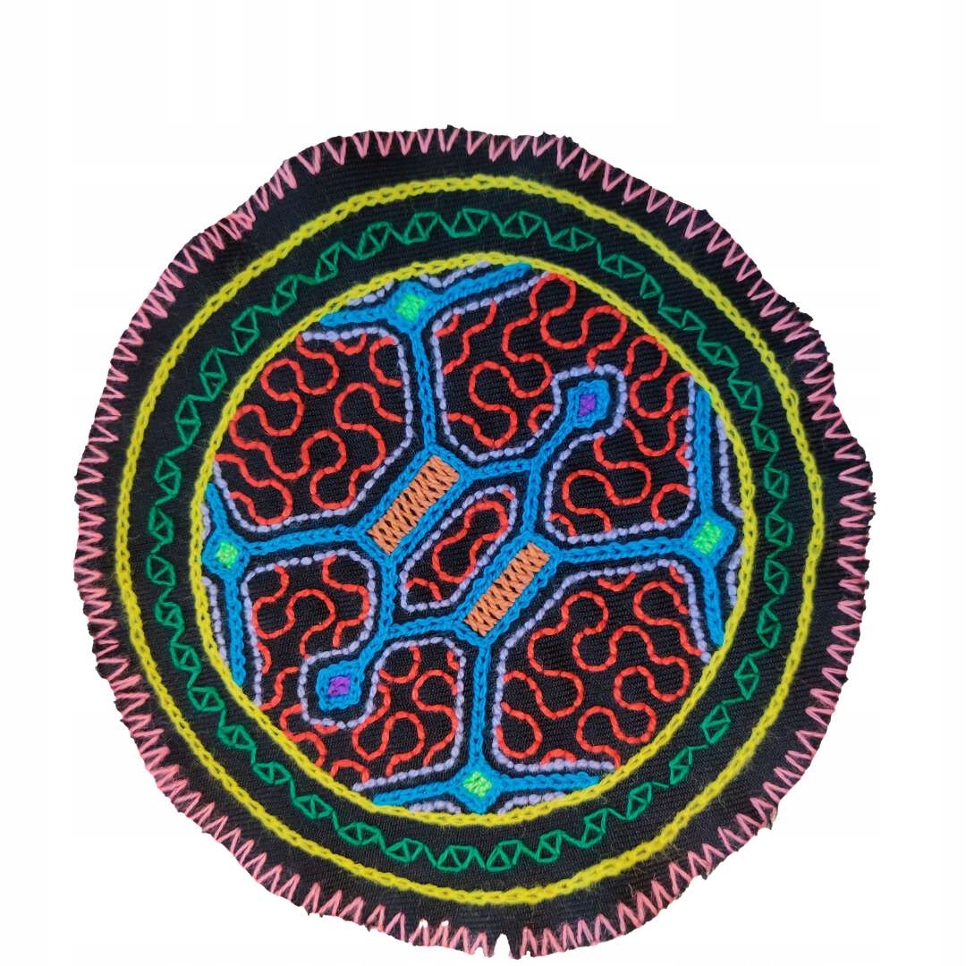 Podstavec Pod Hrnek Výšivka Ruční práce Umění Shipibo Konibo Art Peru 15-16 cm