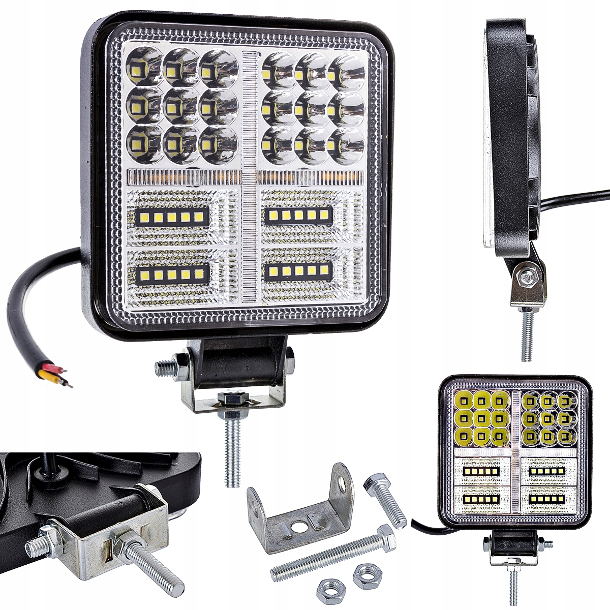 

Lampa robocza halogen Led 12-24V 177W czarna ramka