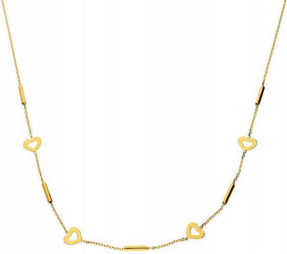 Zlatý náhrdelník 585 srdíčko a paličky 2,44g celebrita módní vzor 14k