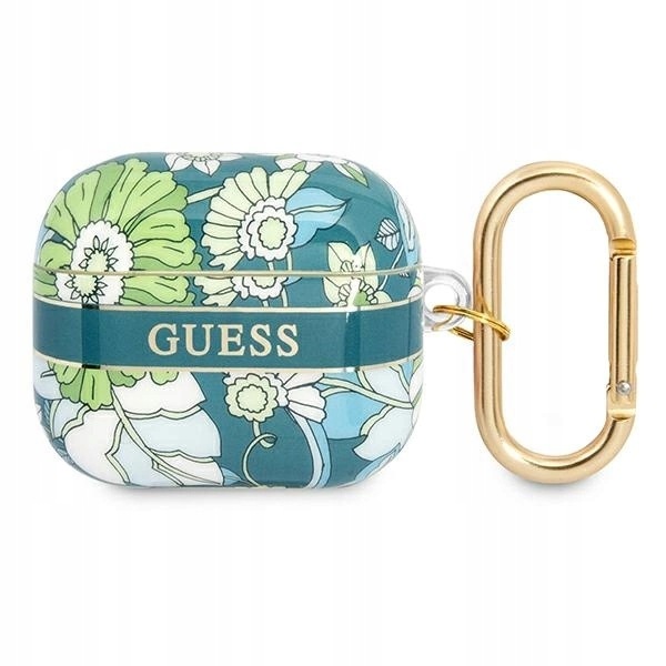 Etui Guess Flower Strap Collection na AirPods 3 cover zielone