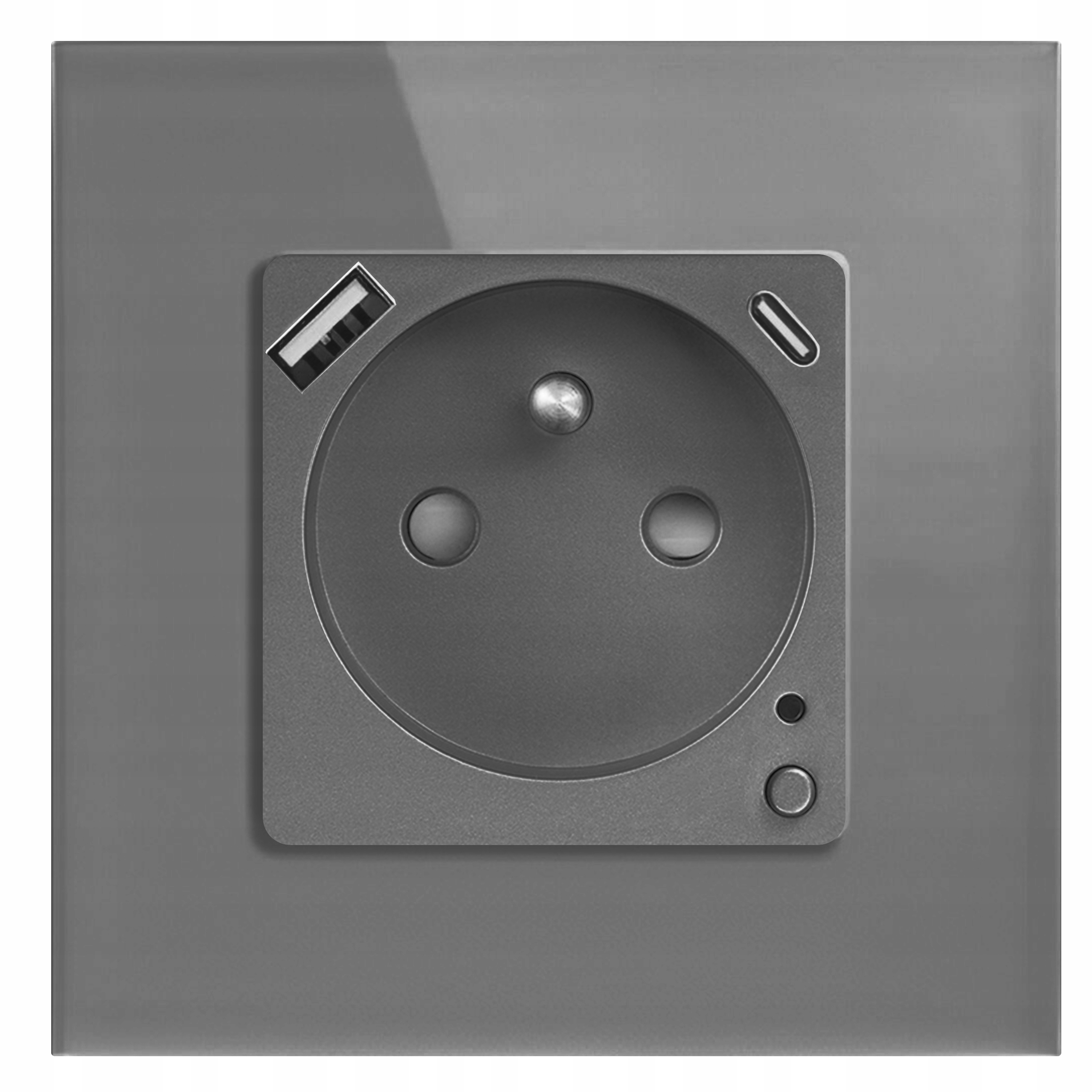 Elektrická Zásuvka Usb A+c Zigbee Skleněná Tuya Měření Energie 20W 3A Qc