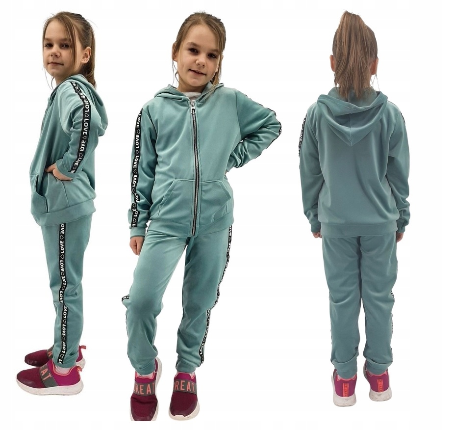 

Komplet Welurowy Dres Dziewczęcy Miętowy