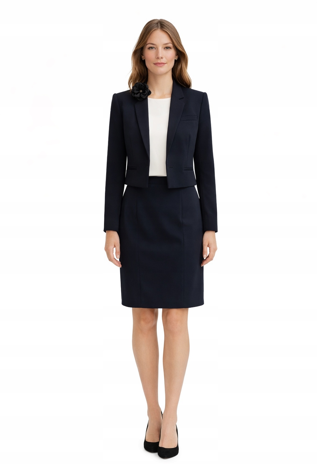 Tmavě Modré Krátké Sako S Klasickými Klopami S I3A