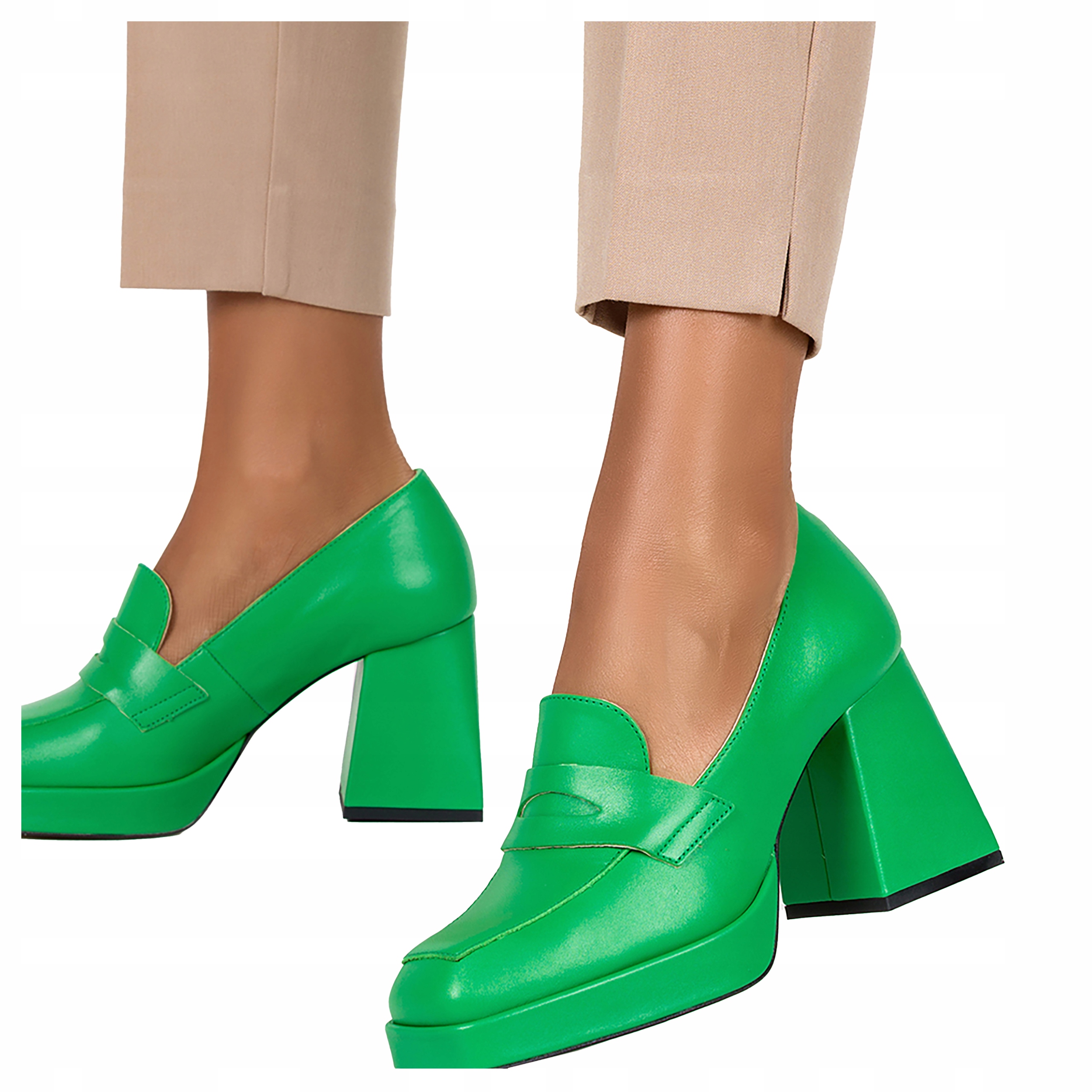 Mokasíny Na Podpatku Klocku Kožené Polobotky vel 37