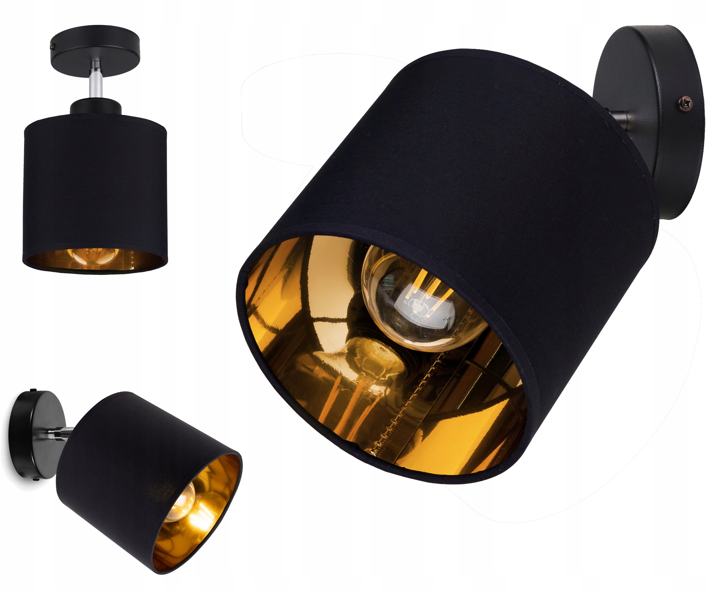 

Lampa Kinkiet ścienny regulowany Loft Abażur złoty