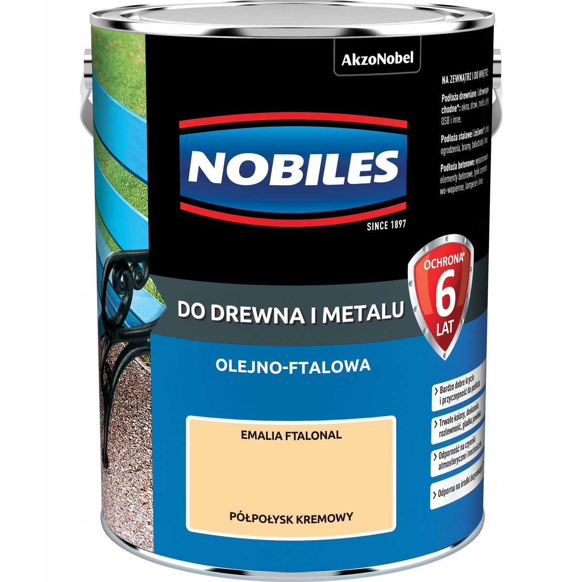 Nobiles Barva na dřevo z kovu betonu Krémová 5L