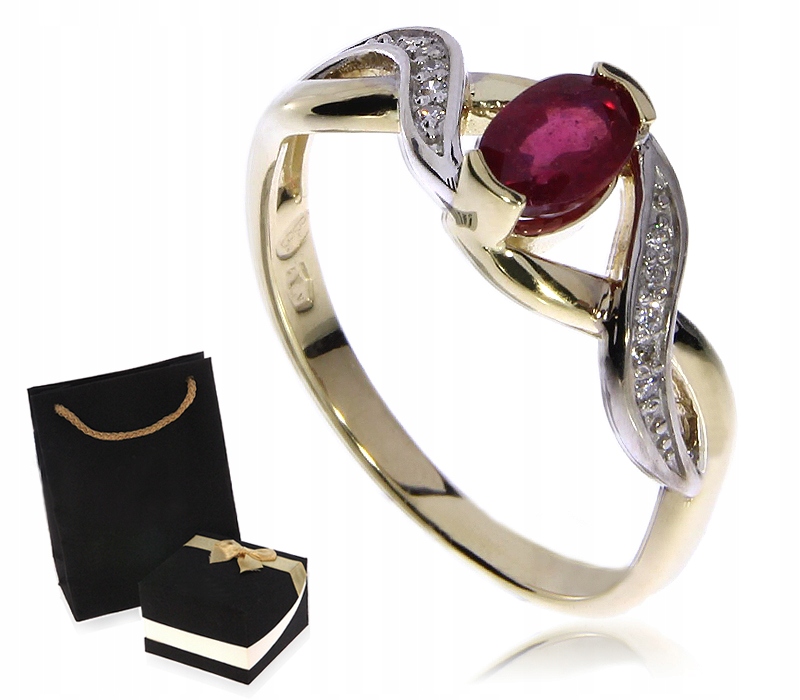 

Pierścionek złoty 585 rubin* brylant* r.13 LgP538