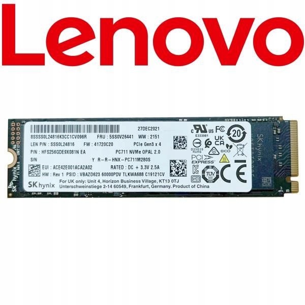 Ssd disk Lenovo 4XB0W79582 1000GB M.2 PCIe 1TB Šifrovanie OPÁL2