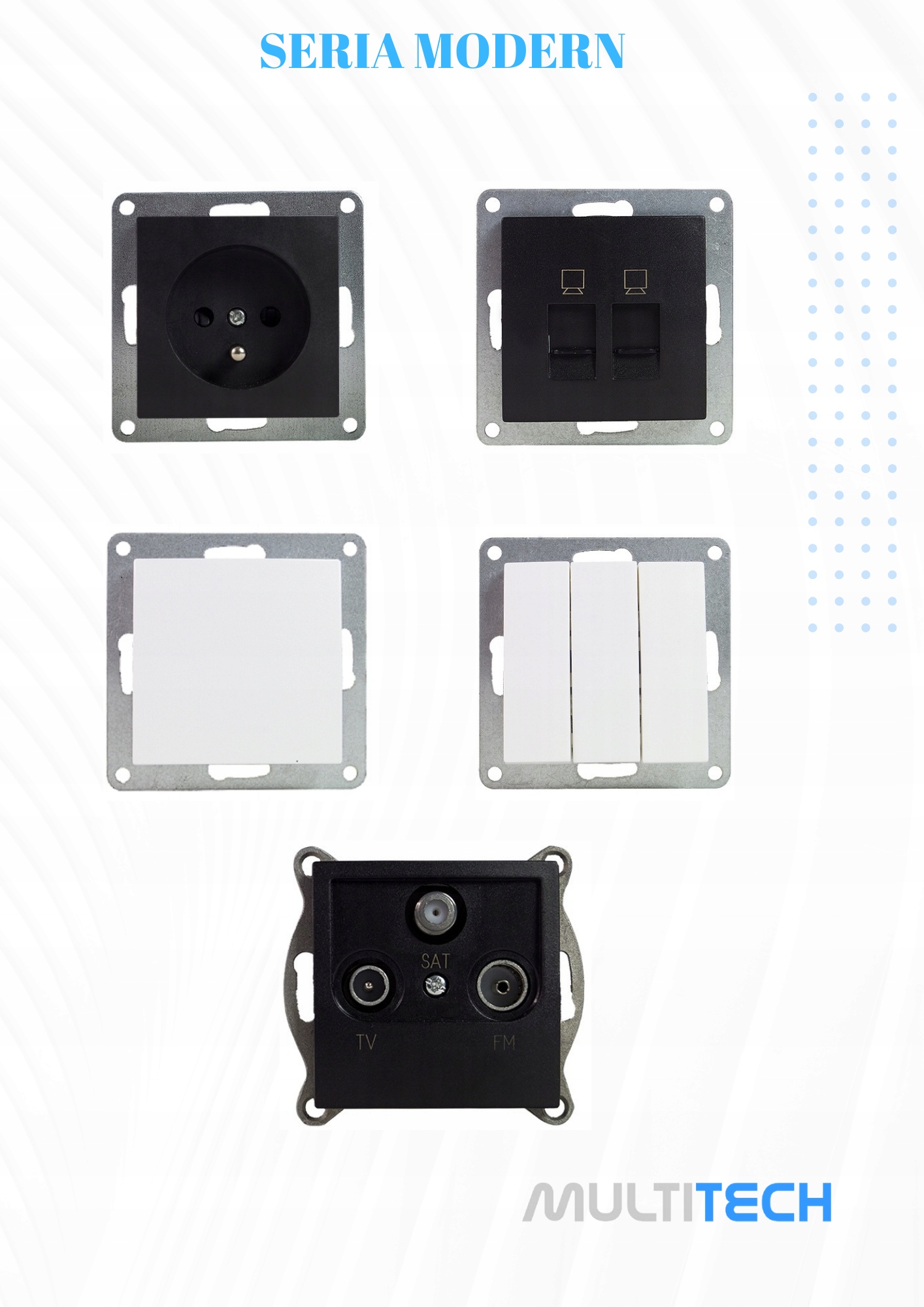 MODERN Przełącznik/ Podwójny schodowy podtynkowy ścienny tworzywo Biały Marka Tayama