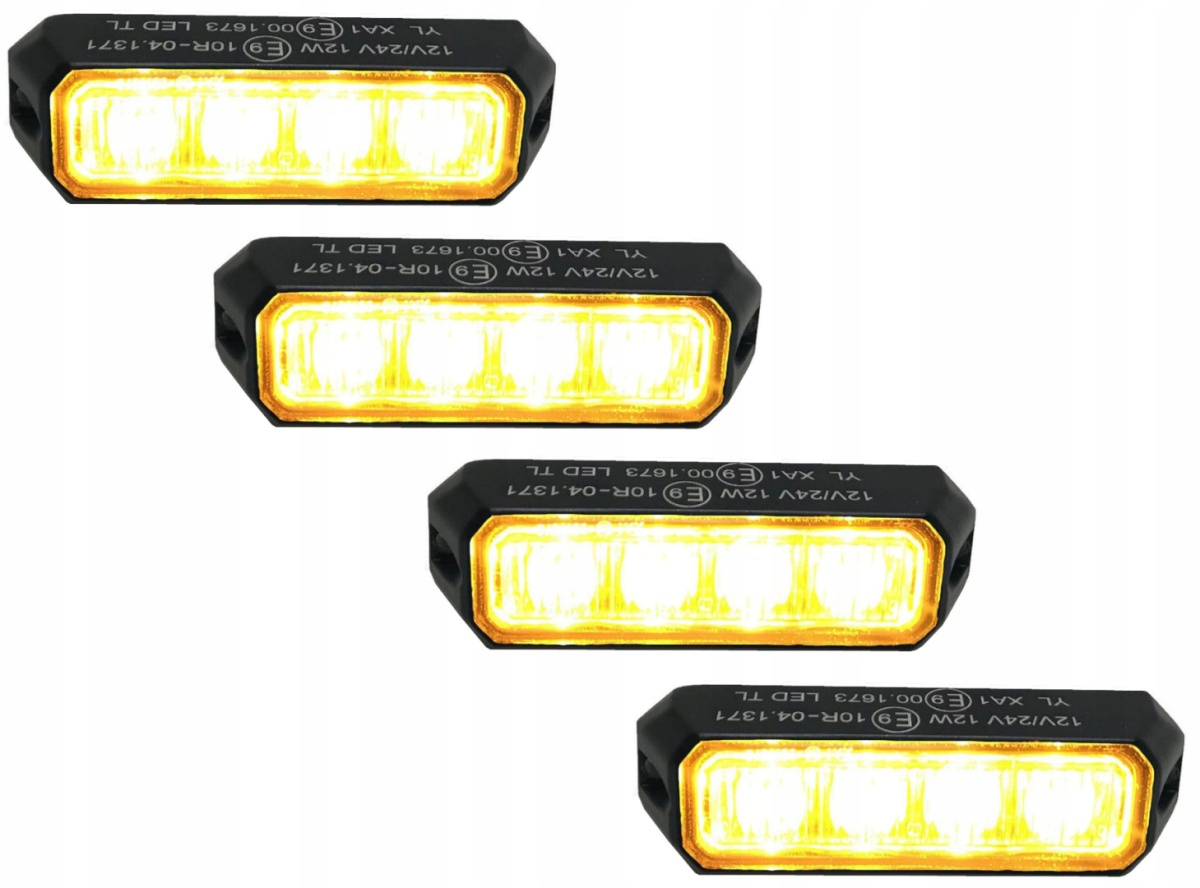 Sada 4X Blesková Výstražná Lampa 4 Led Stroboskop Autolaveta 12V 24V