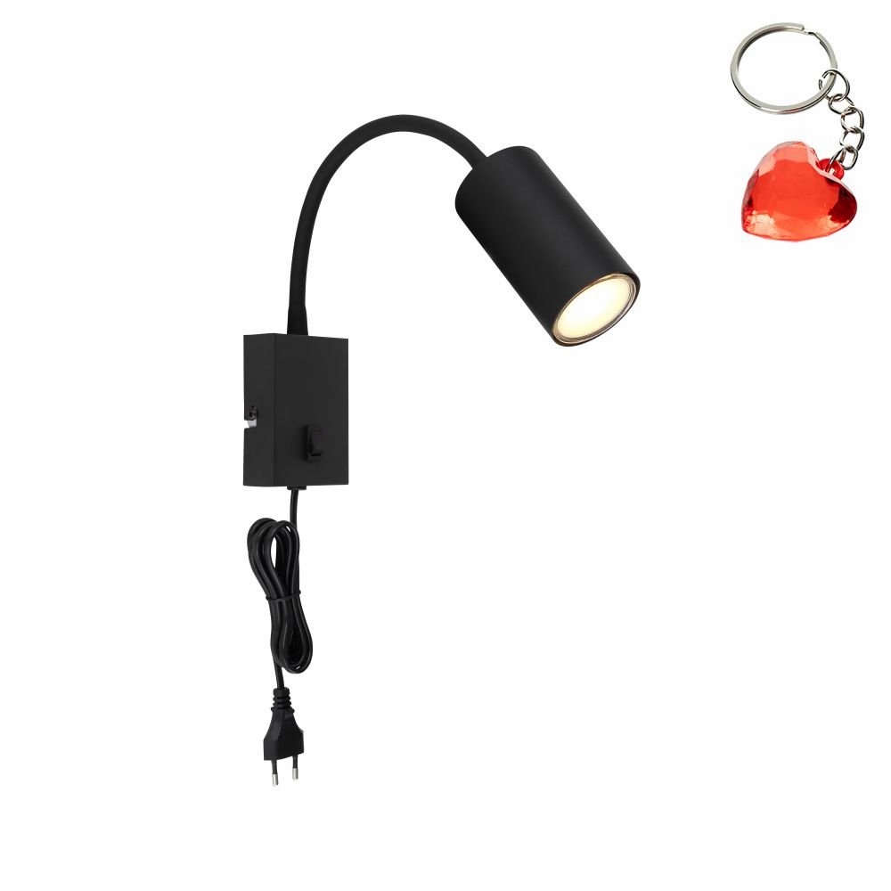 Kinkiet z włącznikiem do sypialni GU10 25W flex czarny Robby 57911WB Globo