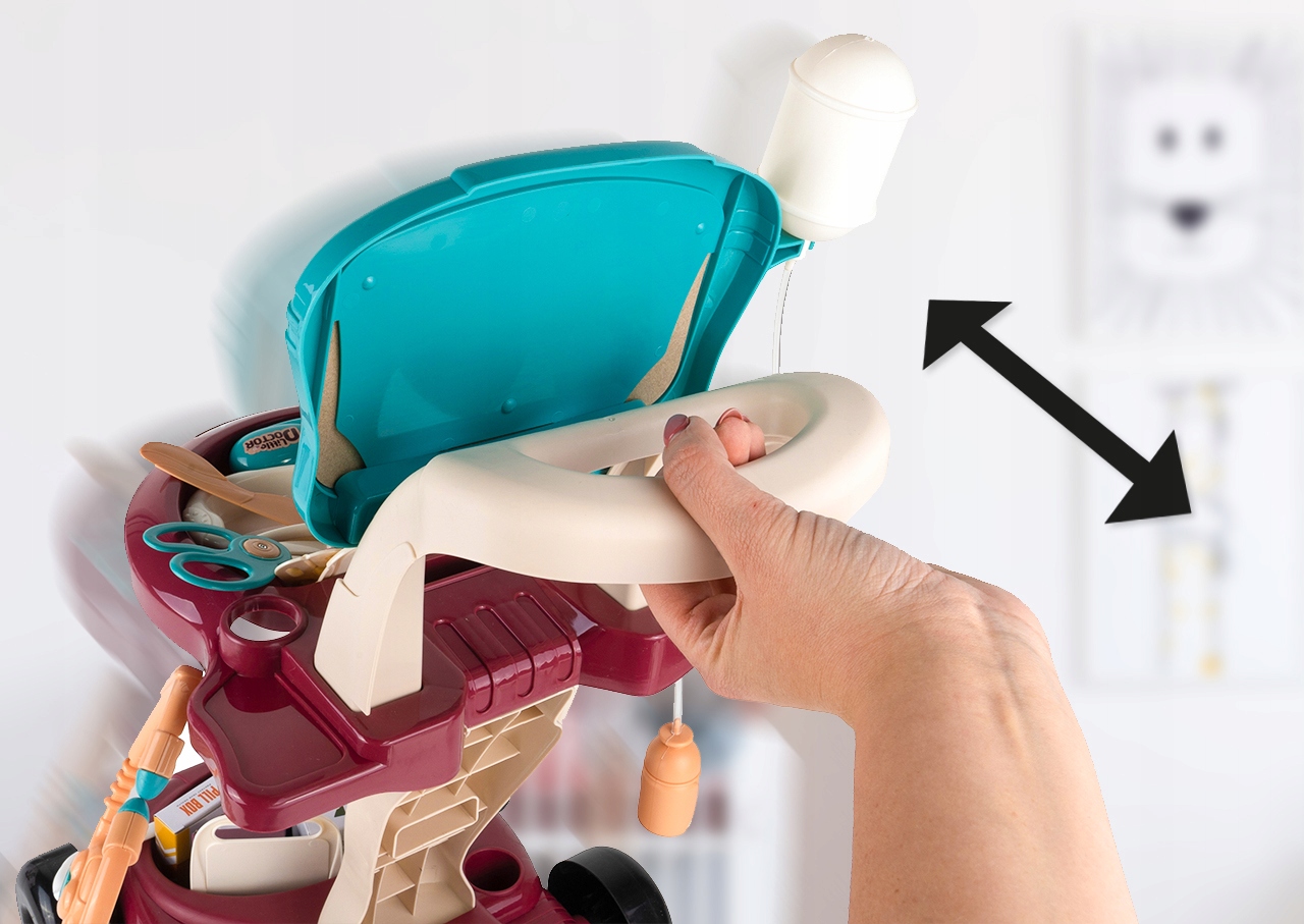 ZESTAW MAŁEGO LEKARZA MAŁY DOKTOR WÓZEK LEKARSKI 29 EL. RENTGEN DLA DZIECI Szerokość produktu 45 cm