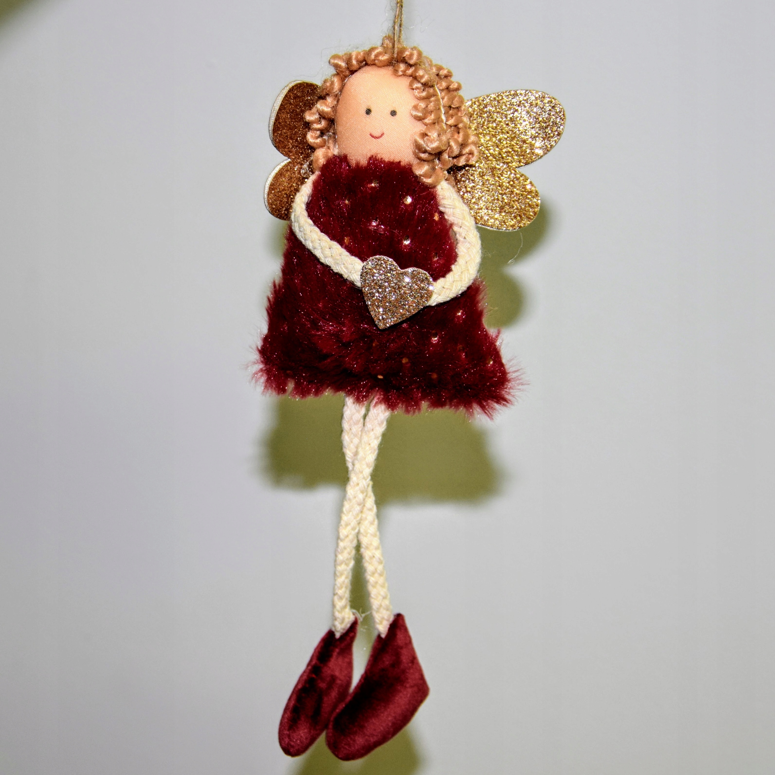 OZDOBA CHOINKOWA ANIOŁEK BORDOWY 9X10X3CM Najdłuższy wymiar 10 cm