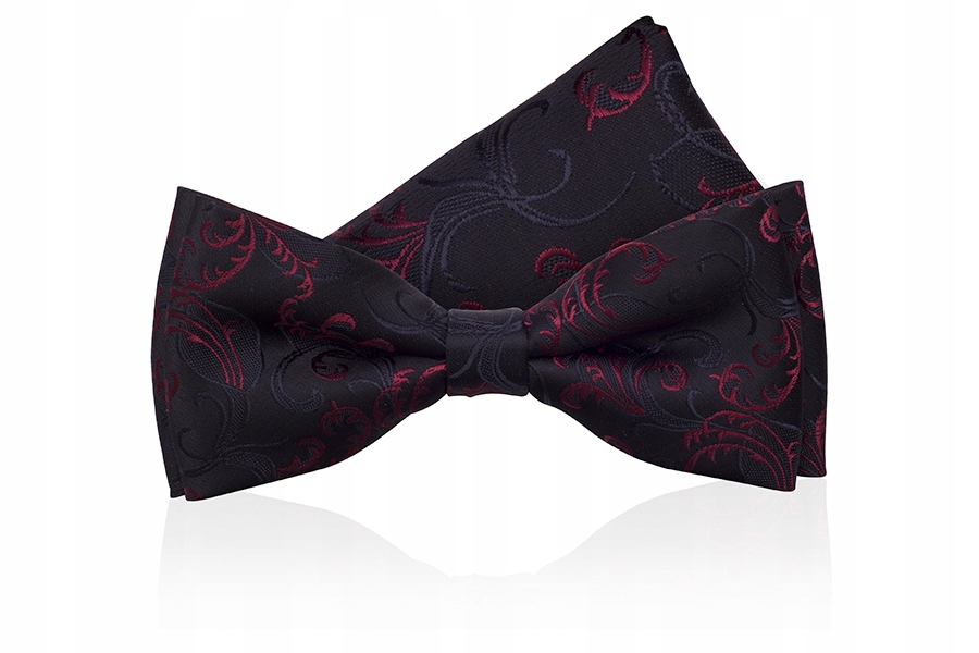 

Bordo Z Czarnym Ekskluzywna Mucha Z Poszetką