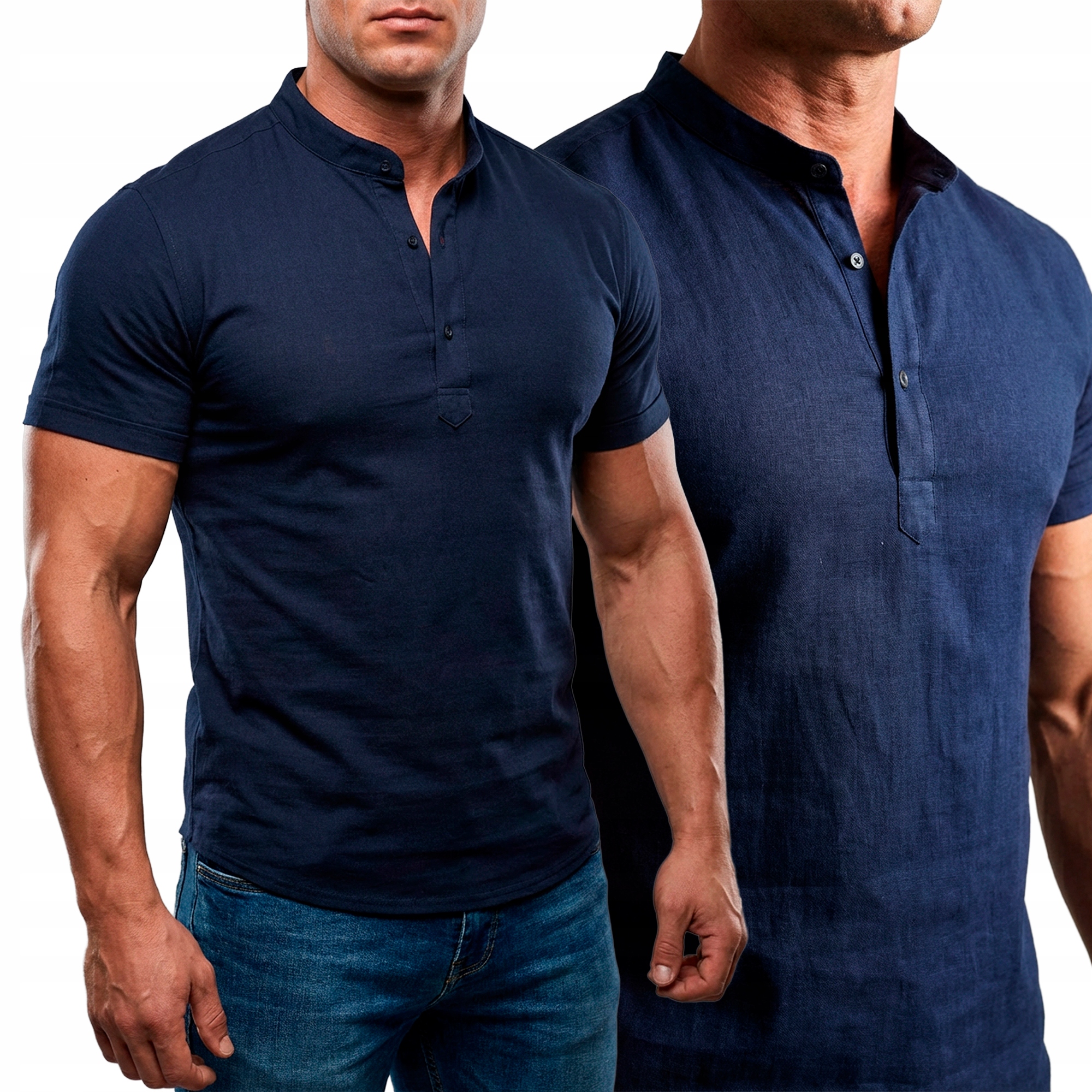 Pánská košile Stójka Len Casual Prodyšná Lněná