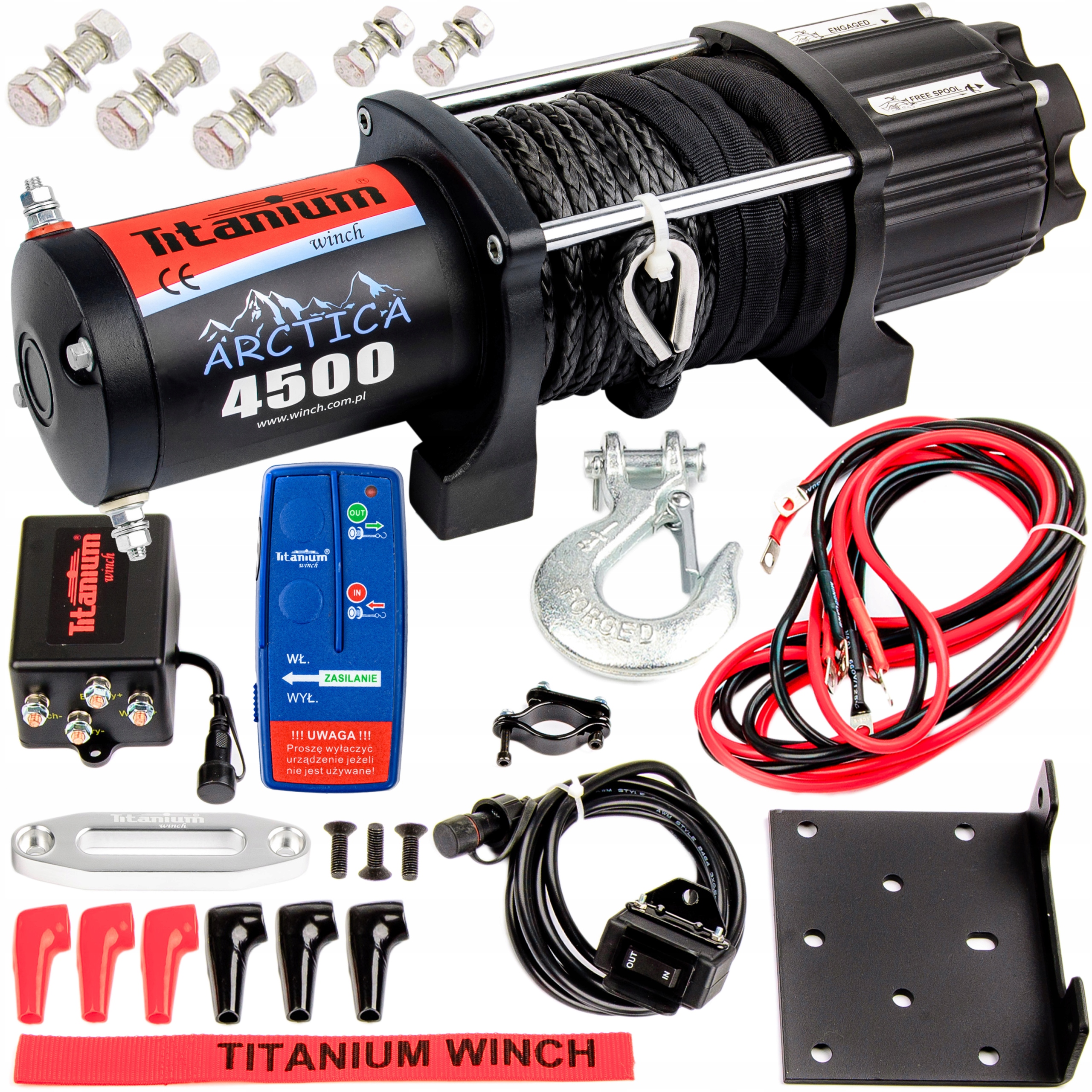 WYCIĄGARKA WCIĄGARKA 4500LB SAMOCHODOWA 12V 2040kg LINA SYNTETYCZNA ARCTICA