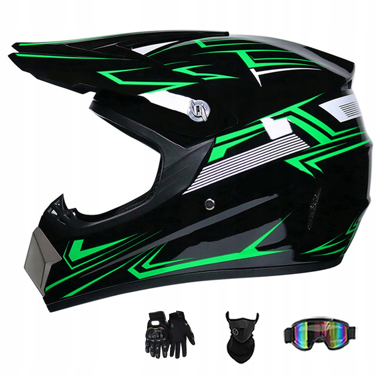 Motocyklová Přilba Lehká Enduro Quada Brýle Rukavice Maska S