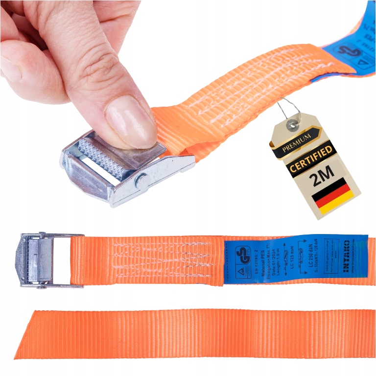 Pas Transportowy Samozaciskowy 25mm 2m 250kg z Klamrą Szybkomocujący Bagaż