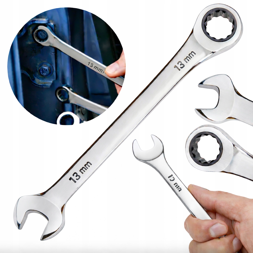 Klucz Klucze Płasko Oczkowy Z Grzechotką Warsztatowy Chromowanny CrV 13mm