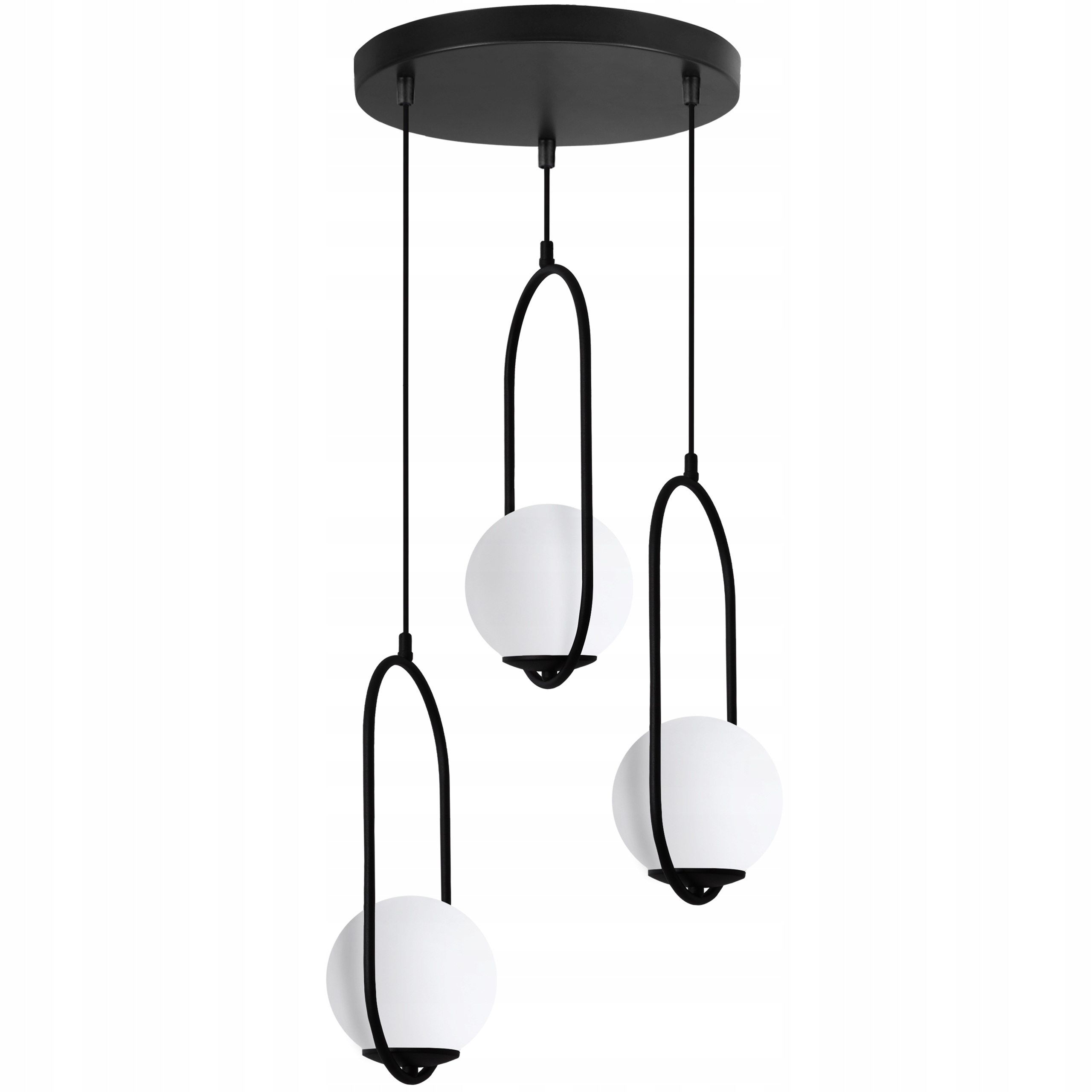 Závěsná Stropní Lampa Lustr Luna Černá Trojitá Skleněné Koule Nad Stůl